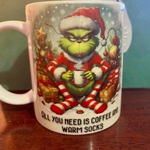 Mr Grinch Coffee/tea mug Need is Coffee and Warm socks NEW